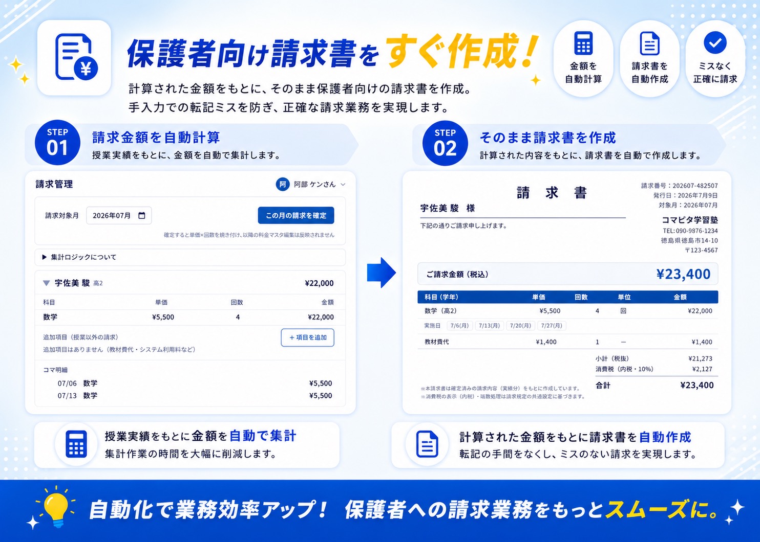 請求書作成画面のイメージ